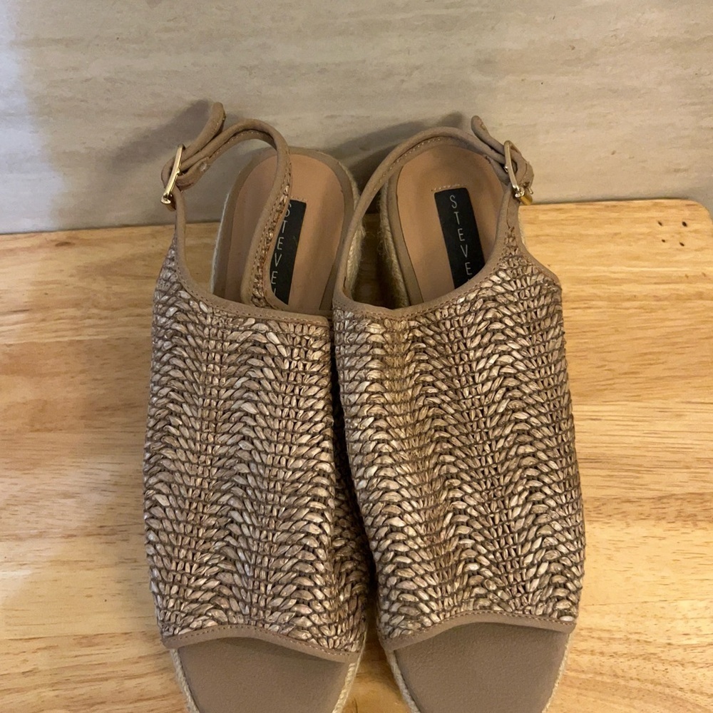 Steven By Steve Madden Courage Espadrille wedge Sandal Woven Raffia Material - Picture 4 of 13